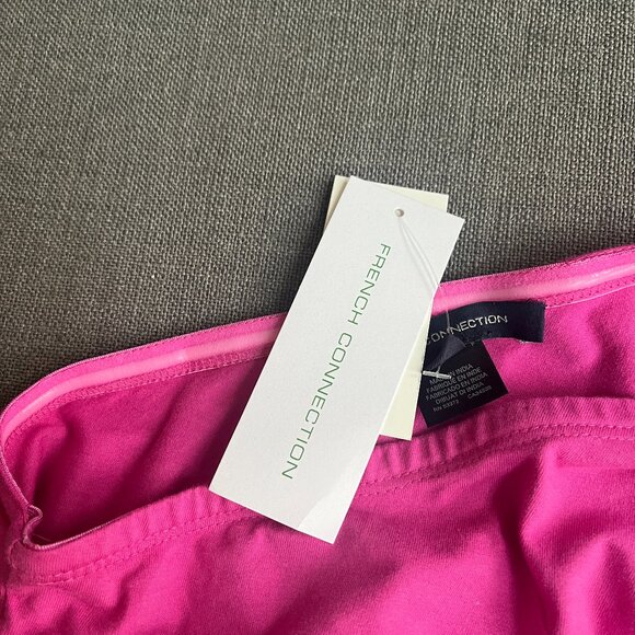 French Connection Women's Rosanna Pink Ruched Off The Shoulder Shirt Size 4 NWT - Picture 4 of 6